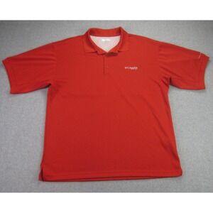 Columbia PFG Polo Shirt Mens M Orange Omni-Shade Performance Vented Fishing READ